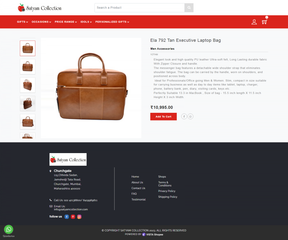 Product Page on Website