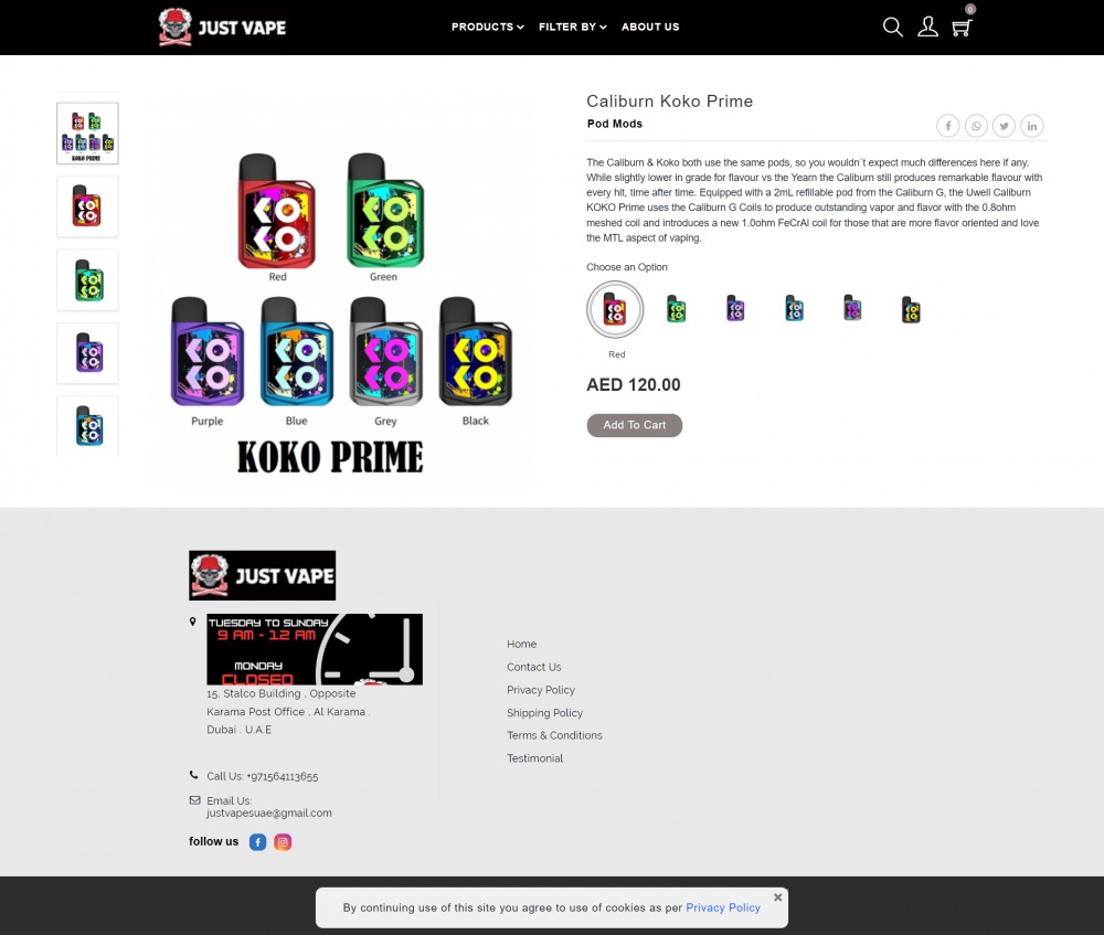 Product Detail page with Options